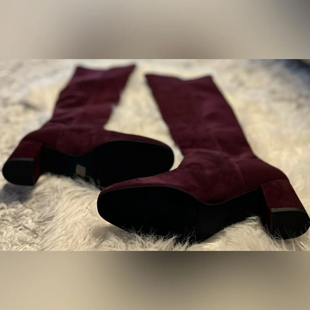 Stuart Weitzman Gillian 60 Over The Knee Boots NWT Burgundy Suede 8